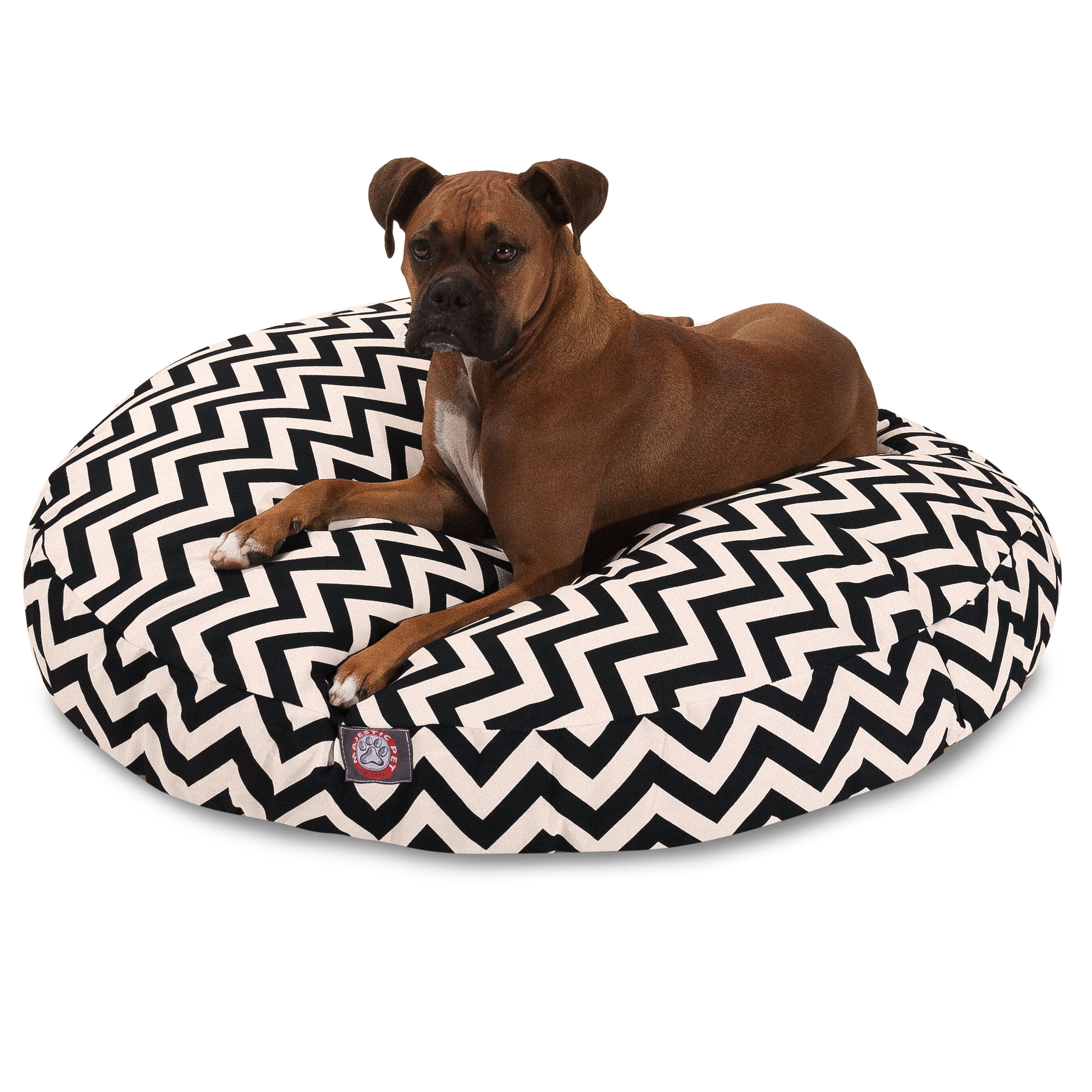 Majestic Pet Chevron Round Dog Bed Treated Polyester Removable Cover