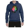 thumbnail image 2 of Lion Paint Art Splatter Abstract Art Animal Lover Unisex Graphic Hoodie Sweatshirt, Vintage Heather Navy, Medium, 2 of 3