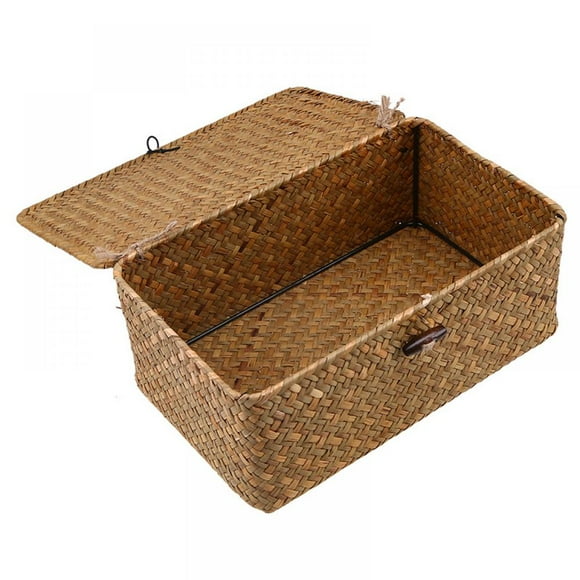 Wicker Shelf Baskets, Natural Seagrass Rectangular Household Organizer for Keeping Your Space Tidy, 26X16x10CM
