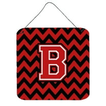 Letter B Chevron Black and Red   Wall or Door Hanging Prints