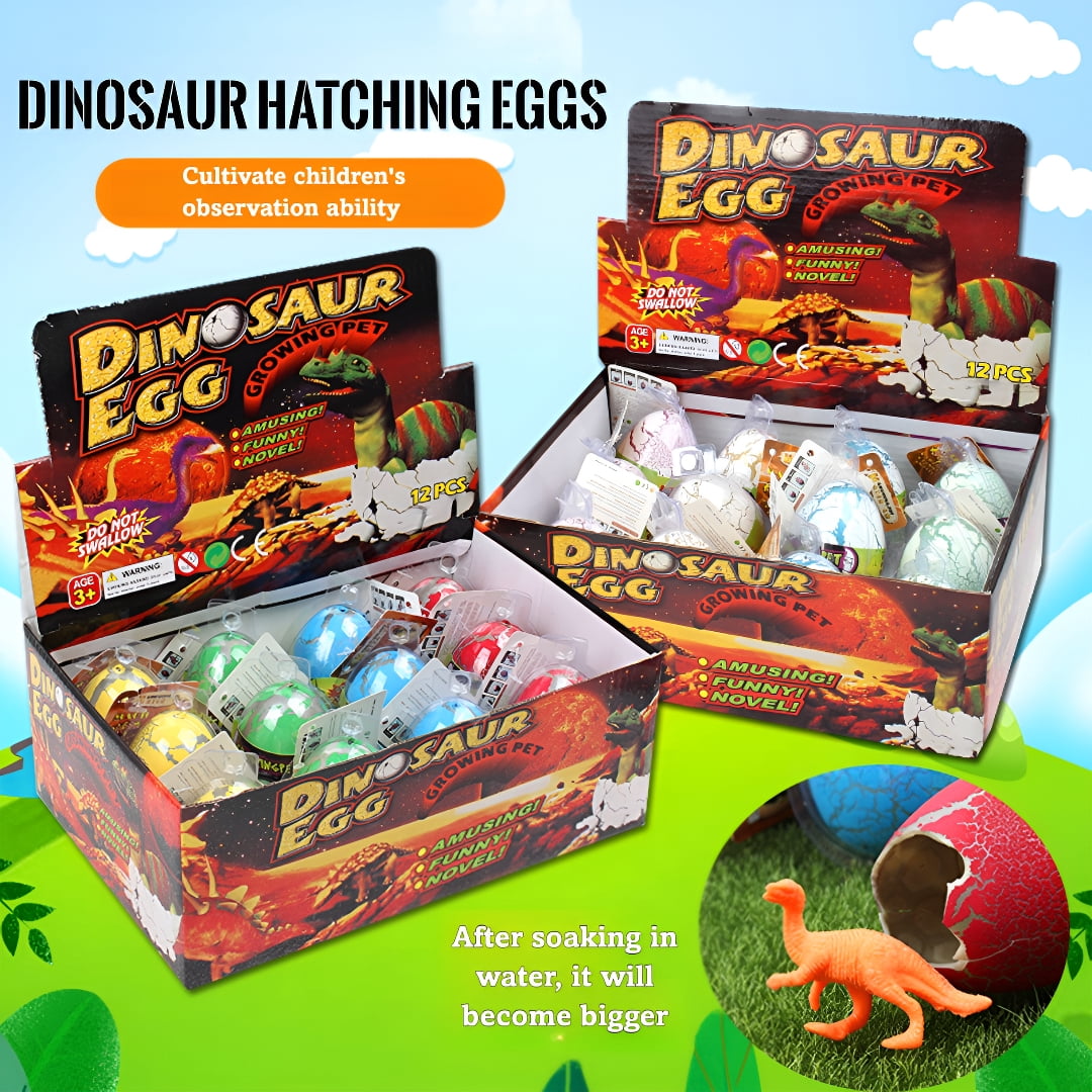 PIKACHY 12Pcs Hatching Dinosaur Eggs Grow In Water Educational Toy Easter Basket Stuffer Plastic Colorful Cracks