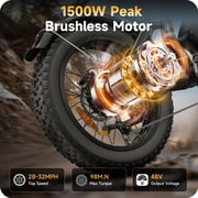 HiKeep 1500W Peak Electric Bike for Adults, 20 Fat Tire Ebike, 48V 15.6Ah Battery, E-Mountain Bike, Shimano 7-Speed Bicycle, UL2849