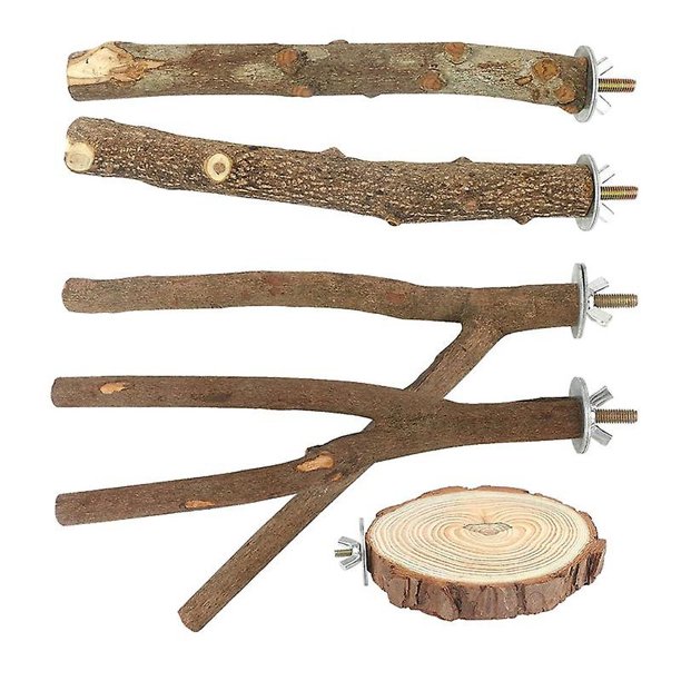 Soporte de Percha para pájaros YONGSHENG con Plataforma de madera 5 piezas para pájaros pequeños y medianos
