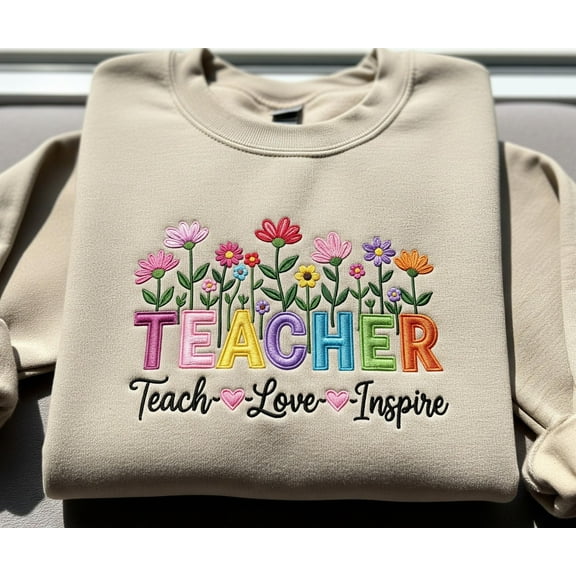Teacher Be Kind Floral Embroidered Sweatshirt Mental Health Positivity Tee Funny Motivational Gift for Teachers
