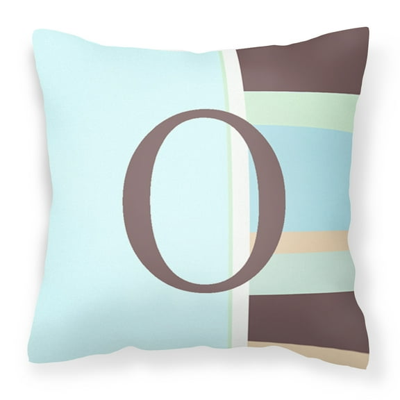 Carolines Treasures CJ1003-OPW1414 Letter O Initial Monogram - Blue Stripes Decorative   Canvas Fabric Pillow 14Hx14W