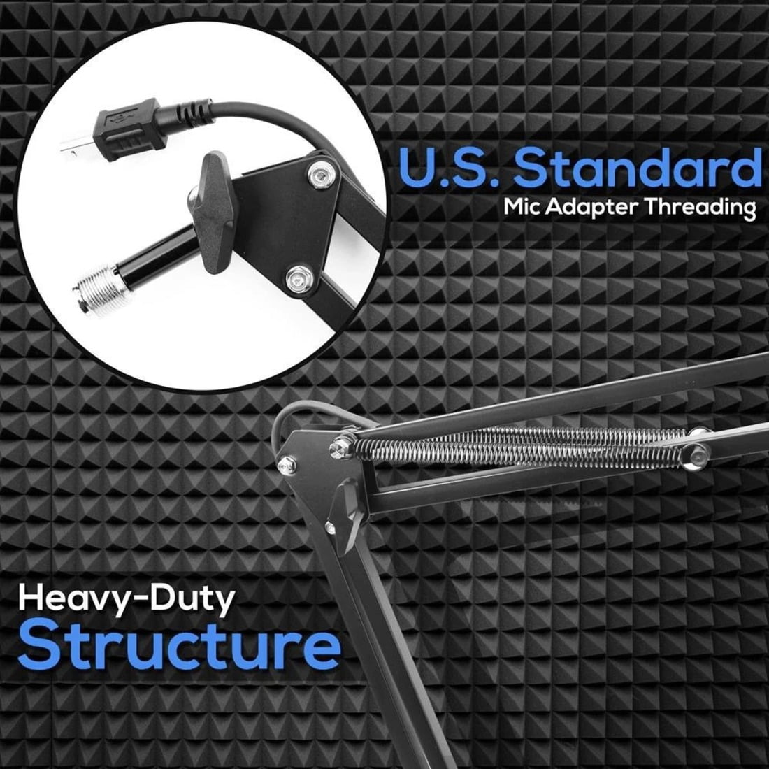 Pyle Adjustable Compact Microphone Boom Stand, Durable Steel for Broadcasting and Studio Use