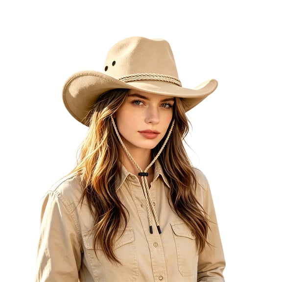 LIUYUNNN Toddler Girls Cowboy Hat Classic Cowboy Hat For Western Cowhide Wide Brim Outdoor Sun Fashionable Style, One Size