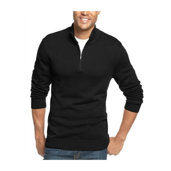 NEW Black Mens Size Medium M Quarter Zip Solid Sweater