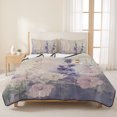 thumbnail image 3 of Full Quilt Set 78''x90'', Watercolor Lavender Lightweight Bedspread Coverlet Set with 2 Pillow Shams, Country Spring Field Leaf Wildflower Breathable All Season Quilt Bedding for Bedroom/Guest Room, 3 of 9