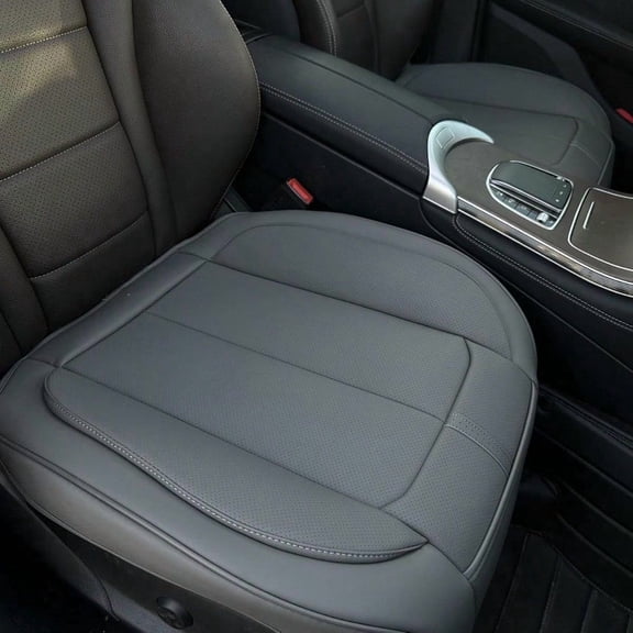 2 Pack Leather Front Car Seat Cover Bottom Only Anti-Slip Padded Seat Cushion Full Wrap Seat Protector with Storage Function Universal Fit for Most Cars SUV Pick-up Trucks Grey