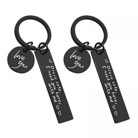VANIDO Love You I Need You Here with Me Keychain Gifts for Boyfriend Husband Dad Gifts Keychains for Women Stainless Steel Black