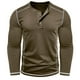thumbnail image 5 of Blusas y camisas de manga larga y cuello redondo para hombre, blusas casuales de color liso con botones y cuello redondo, blusas de poliéster para hombre, 5 of 6
