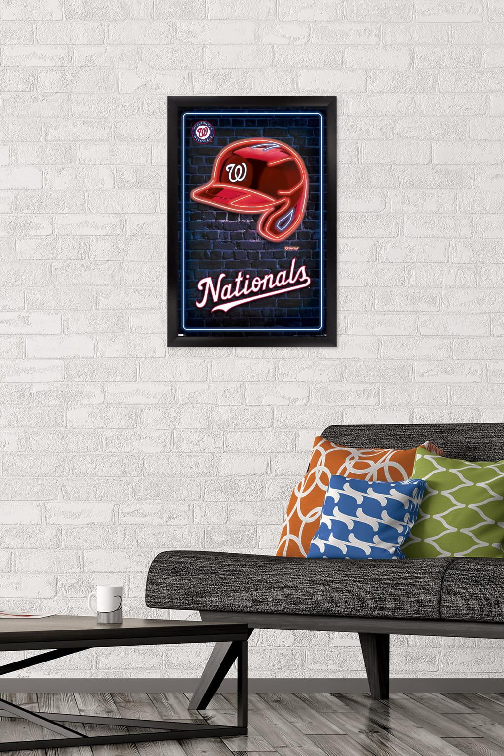 MLB Washington Nationals - Neon Helmet 23 Wall Poster, 14.725" x 22.375" Framed