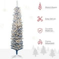 thumbnail image 4 of HOMCOM 6' Slim Snow Flocked Artificial Christmas Tree with light, Blue, 4 of 10