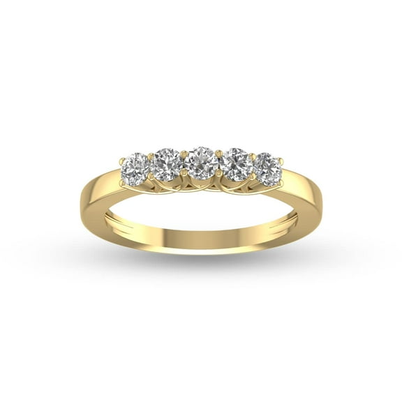 TimeLess Classics 1/2 Carat TW Five Stone Natural Diamond Wedding Band in 14K Yellow Gold (Size 9)