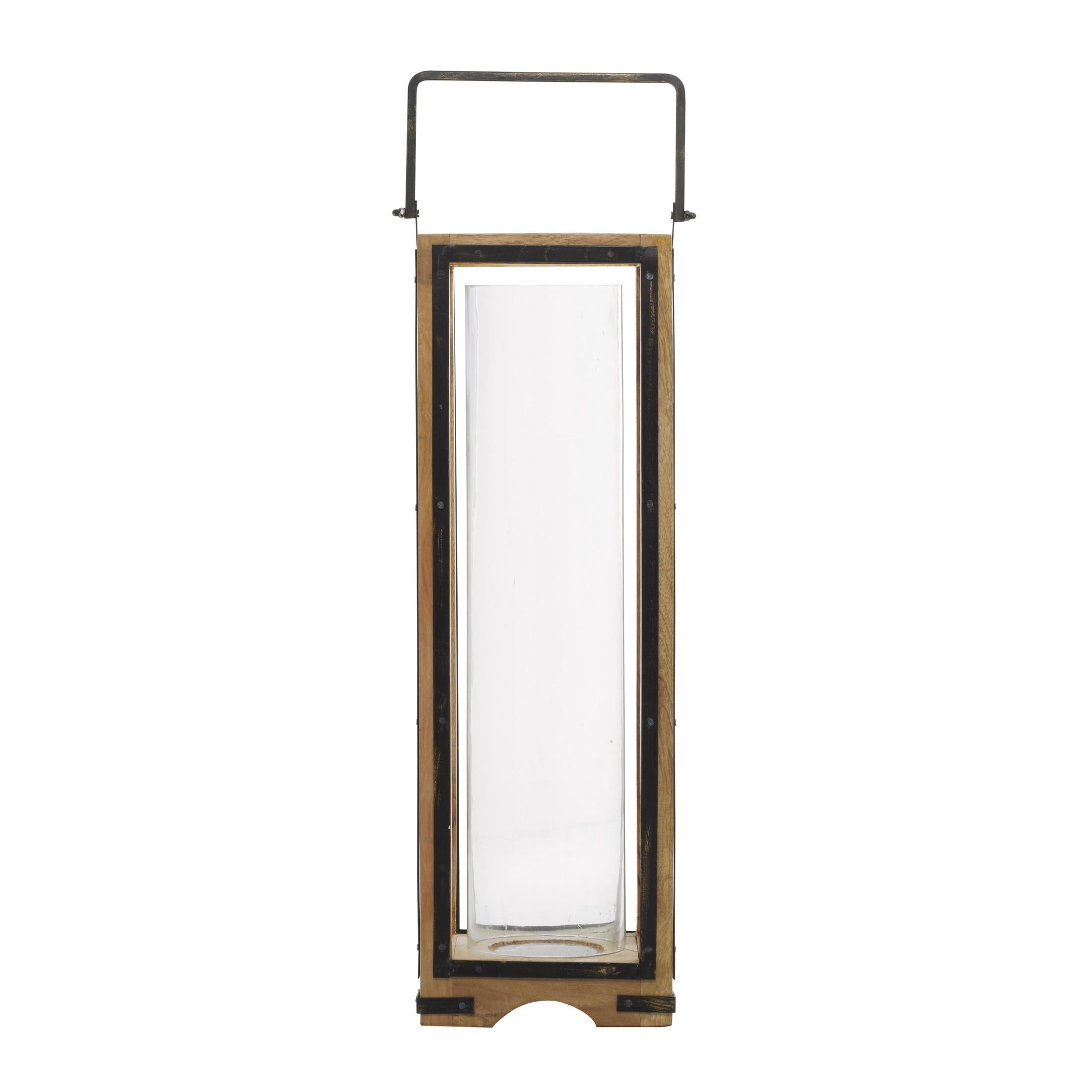 DecMode Brown Mango Wood Handmade Decorative Candle Lantern