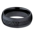 thumbnail image 2 of Ceramic Wedding Band Black Carbon Fiber Insert 8mm Black Ceramic Ring Dome Men Women Comfort Fit, 2 of 3