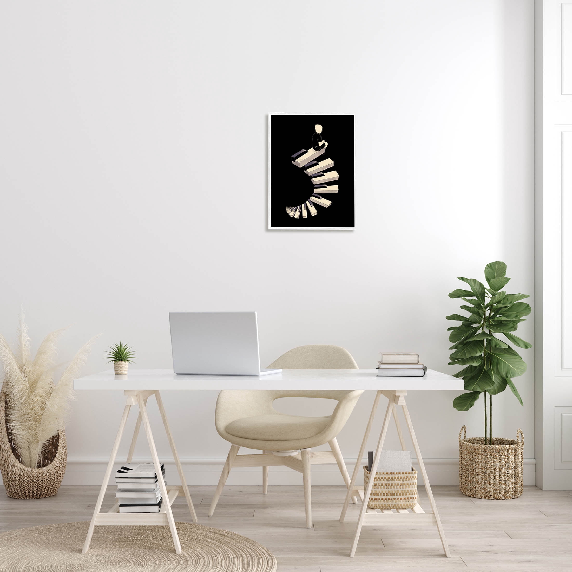 Stupell Industries Surreal Piano Keys Spiral Graphic Art White Framed Art Print Wall Art, Design by Matheus Lopes Castro