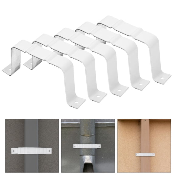 LEORX Rain Gutter Downspout Adapter Gutter Bracket Strap White 6Pcs