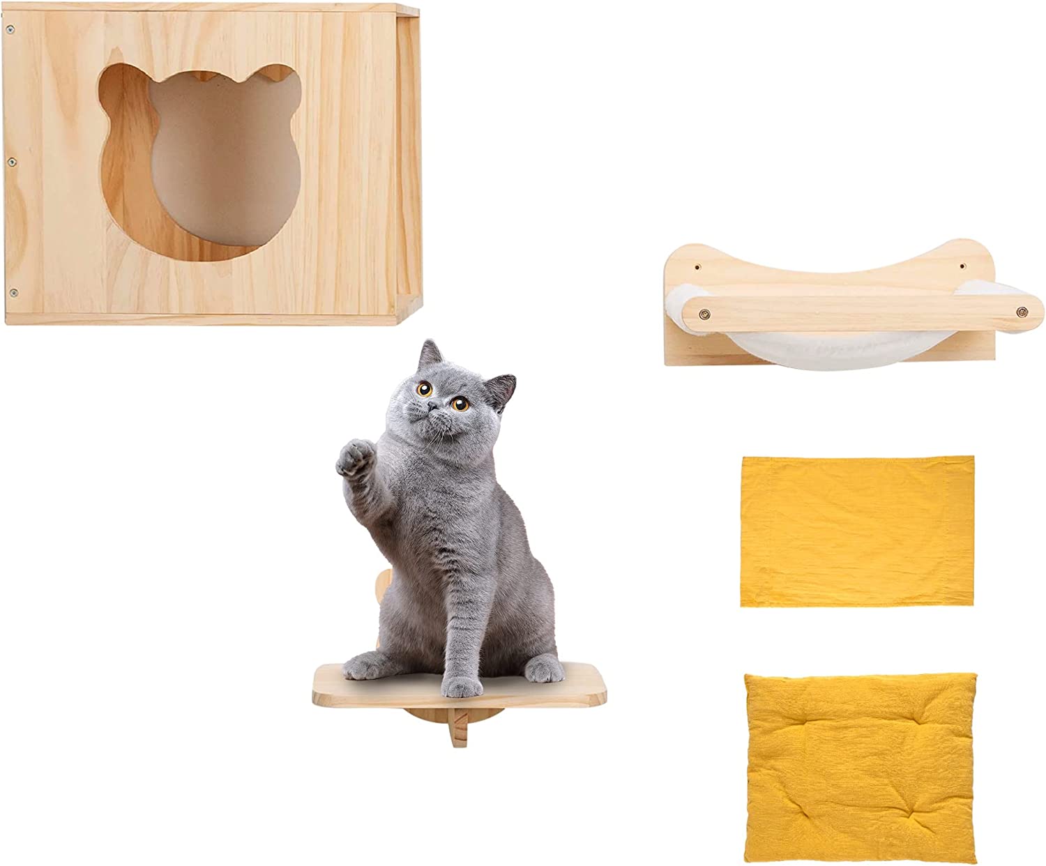 Cat Shelves and Perches for Wall, Cat Hammock Wall Mounted Cats Shelf