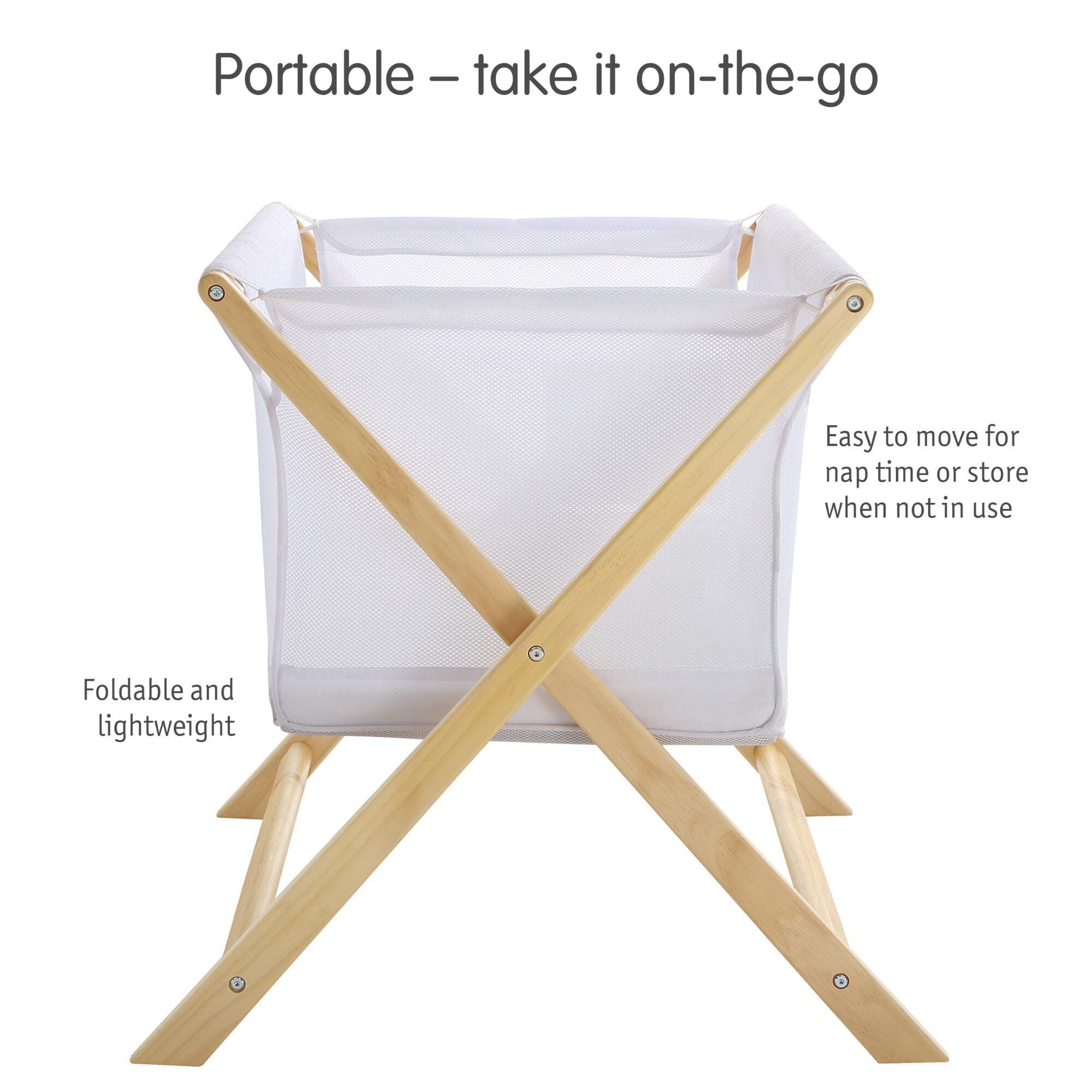 BreathableBaby Breathable Mesh Portable Sleeper – Beech/White