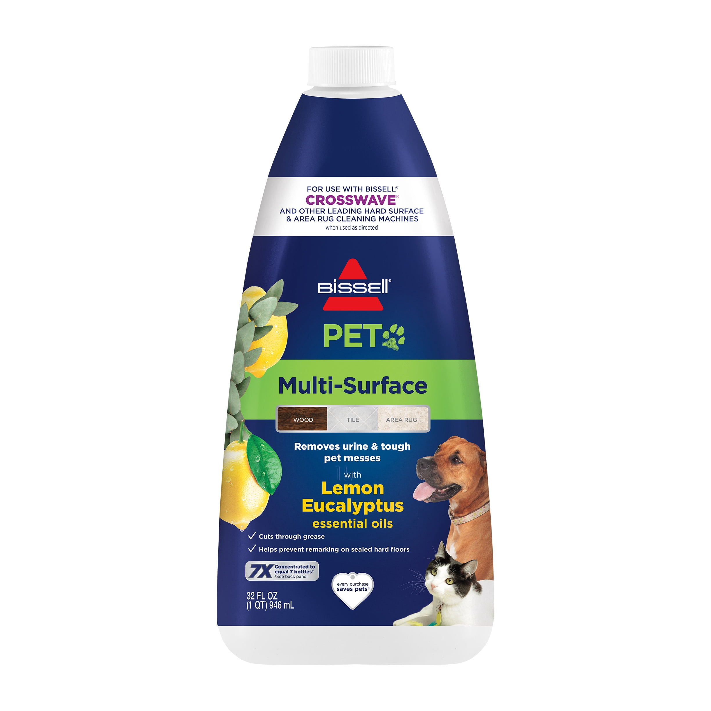 BISSELL CrossWave HF3 Cordless Multi-Surface Wet-Dry Vacuum 3654 & BISSELL® PET Multi-Surface Formula, Lemon Eucalyptus 32 oz 3444