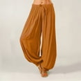 thumbnail image 2 of Pants for Women Work Plus Size Solid Color Casual Loose Yoga Trousers Palazzo Wide Leg Pants, 2 of 7