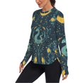 thumbnail image 2 of FORMRS Womens Long Sleeve Shirts UPF 50+ Sun Protection Quick Dry Fishing Hiking Tops, Size S-2XL, Green Dragon Flowers, 2 of 8