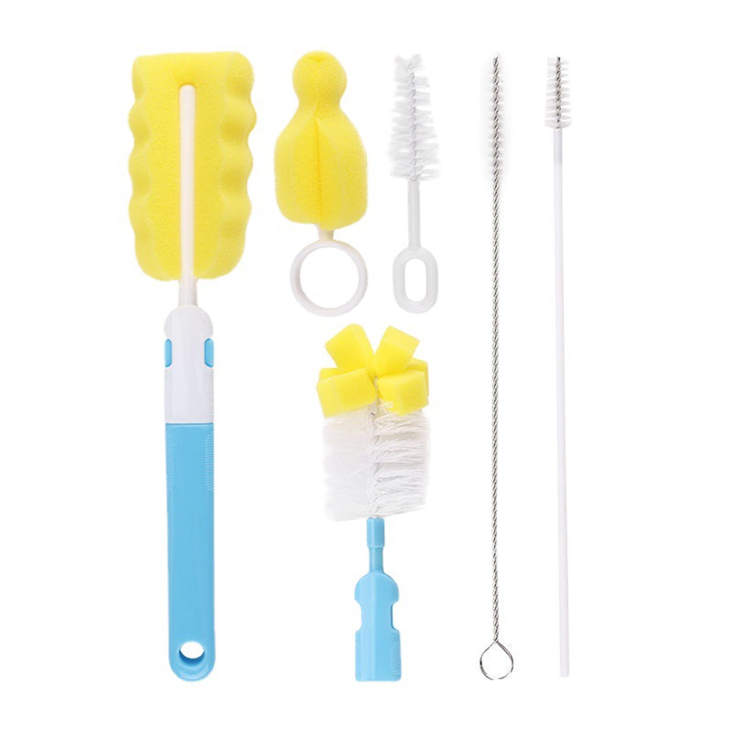 6 in 1 Bottle Brush Cleaner Kit, Cleaning Brush Set for Cups Sports Bottle Baby Bottle Nipple Straws