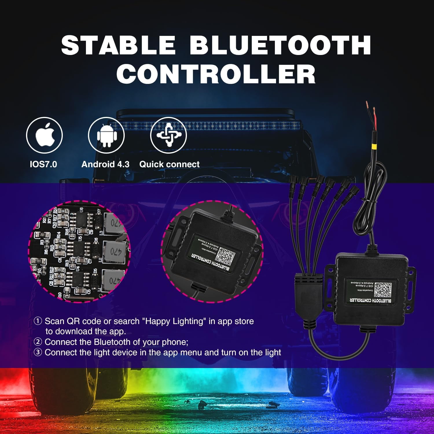 Nilight RGB LED Rock Lights Kit, 6 pods Underglow Multicolor Neon Light Pod with Bluetooth App Control Flashing Music Mode IP68 Exterior Wheel Well Light for Truck ATV UTV RZR SUV
