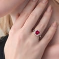 thumbnail image 4 of Gem Stone King 925 Sterling Silver Red Created Ruby and White Created Sapphire Engagement Ring for Women | 2.60 Cttw | Cushion 8MM | Gemstone July Birthstone | Size 5, 4 of 6