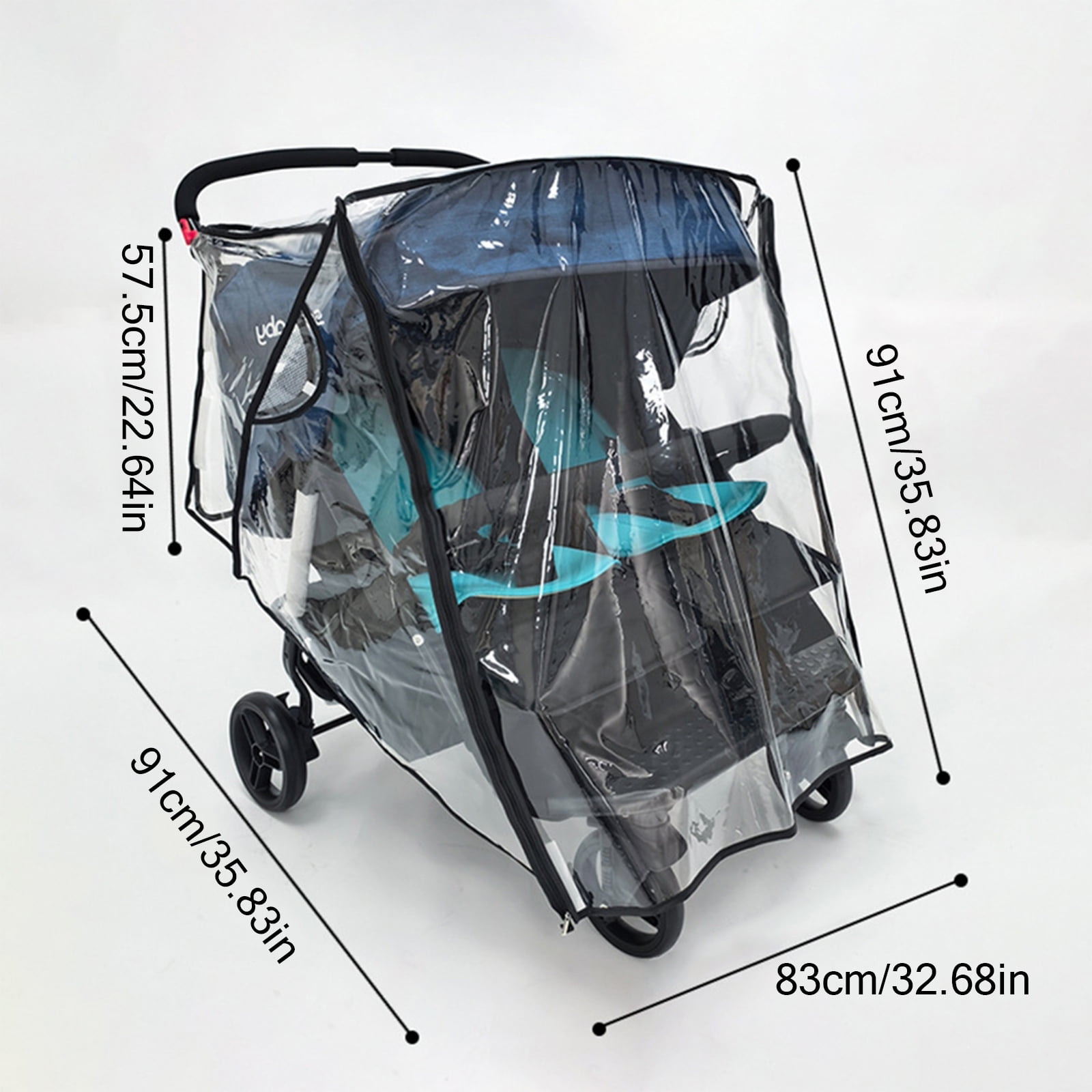Twin Baby Strollers Rain Sleeve Clear Protector Easy Installation Protective Raincoat for Unobstructed View