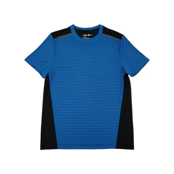 MSX By Michael Strahan Mens Blue Stripe Performance Jersey T-Shirt Medium