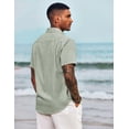 thumbnail image 2 of COOFANDY Mens Short Sleeve Hawaiian Shirt Casual Button Down Shirt Summer Beach Linen Shirt, 2 of 6