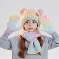 thumbnail image 6 of Gubotare Winter Hat and Gloves for Girls Winter Hat Gloves Scarf Set for Kids, Girls Toddler Pom Pom Knit Beanie Hat and Glove Set for Christmas Gift (Multicolour,One Size), 6 of 8