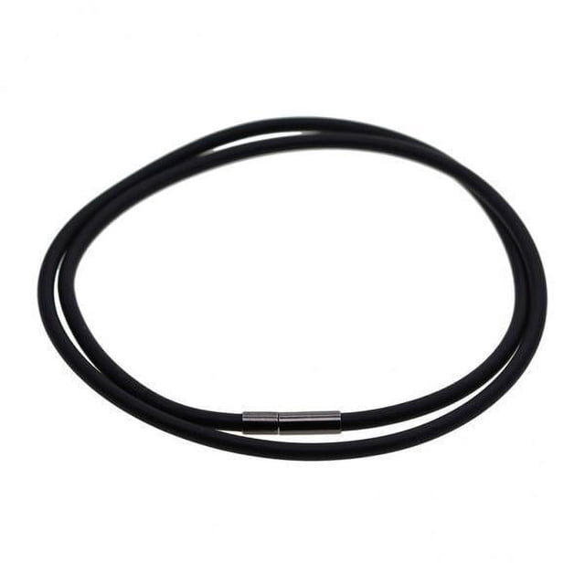 Collar de goma negra de 3x3 mm Coda de cuerda con hallazgos de joyas de cierre de cobre 55 cm 6 piezas