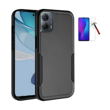 Motorola Moto G  5G 2023 Phone Case, Dual layer Hard Cover Case with Tempered Glass (Black)