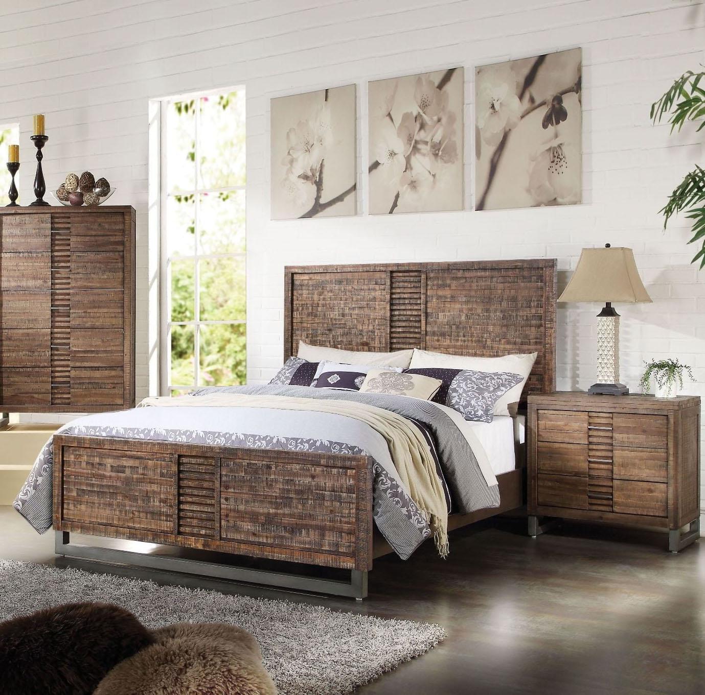 Acme Furniture 21290Q Andria Reclaimed Oak & Acacia Wood Queen Bedroom