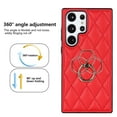 thumbnail image 2 of SaniMore for Samsung Galaxy S23 Ultra 6.8" 2023 Case, PU Leather Case with Luxury Fashion Lattice for Girls Women 360° Rotating Metal Ring/Kickstand Shockproof Durable Case For S23 Ultra, Red, 2 of 8