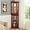 Style 1 - Cherry, variant on 71" H Lighted Curio Cabinet Corner Display Case, Corner Glass Cabinets w/Tempered Glass Door & Adjustable Shelves, Carved Crown Decoration Wooden Cabinet w/Mirrored Back Pane (Oak)