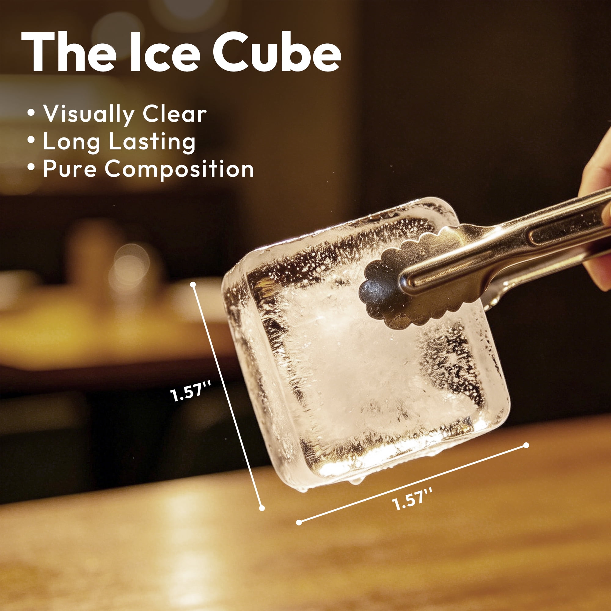 Rove Verse Square Ice Maker Machine, 3 Pcs 40mm Cube with Transparent Window for Whiskey