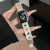 Dwitch Compatible with Apple Watch Bands 42/44/45/46/49mm for Women,Heart-shaped Shiny Bracelets Wristband, Metal Band Bling Diamond Strap Fits for iWatch Series 10/9/8/SE/7/6/5/Ultra,Starlight