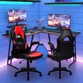 thumbnail image 2 of Gaming Chair Racing Office Chair, Ergonomic High Back Executive Computer Chair with Flip Up Arms and 360° Swivel - Black & Red, 2 of 10