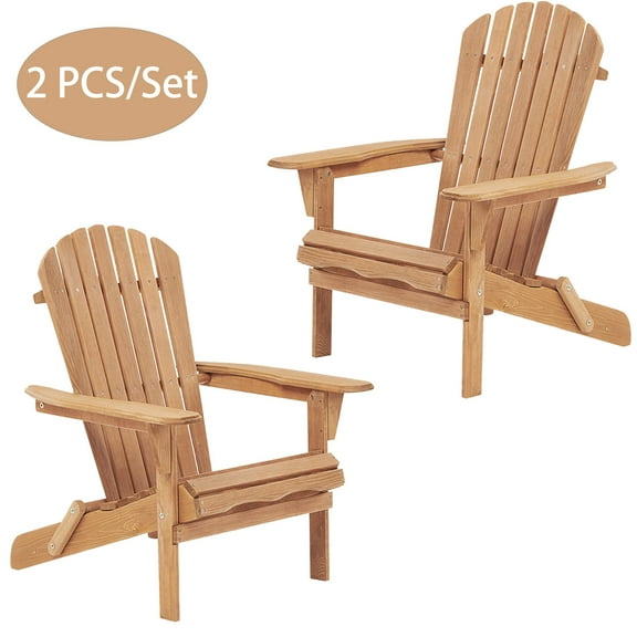 Adirondack Chair Set of 2, LEGAHOME Outdoor Folding Adirondack Chair, Wood Lounge Patio Chair for Garden, Garden, Lawn, 2 Pcs Pool Side Outseating Chairs, Brown