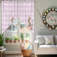 thumbnail image 3 of Easter Bunny Swag Valance Curtains Spring Pink Easter Eggs Floral Green Leaf Plant Pink Plaid Rod Pocket Swag Curtains Small Window Treatments for Kitchen Bathroom Bedroom 36" W x 36" L, 2 Panels, 3 of 9