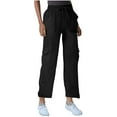 thumbnail image 2 of Aloohaidyvio Women's Cargo Pants Straight Wide Leg Pants High Waisted Casual Y2K Streetwear Trousers, 2 of 6