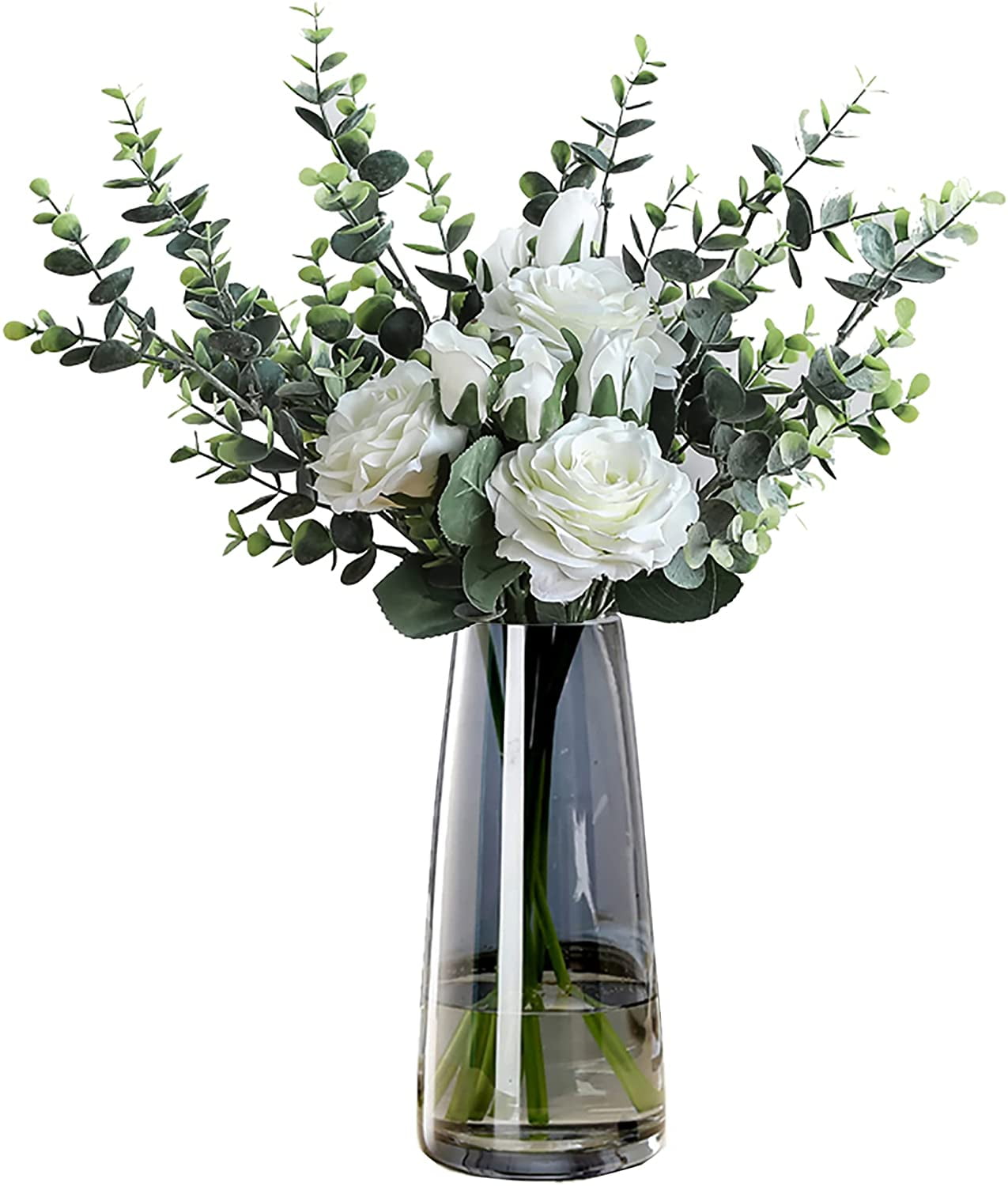 Decorative Wine Glass Vase Modern Unique Flower Transparent Clear Tabletop Decor 