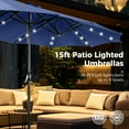 thumbnail image 5 of Alpha Joy 15ft Extra Large Outdoor Patio Double-Sided Umbrella with Solar Lights & Umbrella Base, Haze Blue, 5 of 6