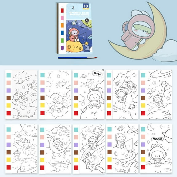 Watercolor Painting Paper Set for Adults Beginners Creative All in One Pocket 2025 New Watercolor Painting Book DIY Paint with Water Line Sketch Coloring Kit, Blue