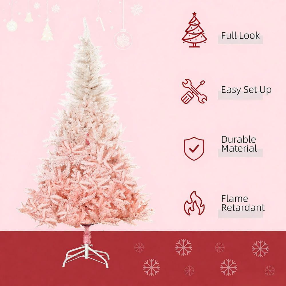6ft Pink Unlit Christmas Tree 800 Tips Wide Shape Flame Retardant Indoor Holiday Decor
